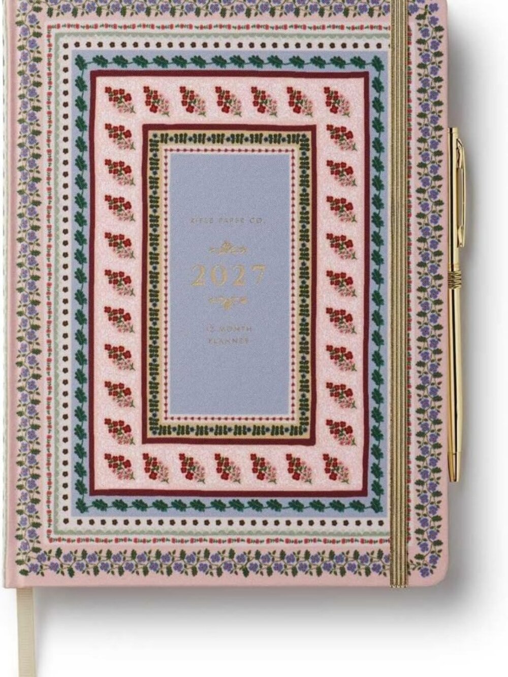 Stylish Paisley 2027 12-Month Hardcover Planner & Gold Pen - Perfect for